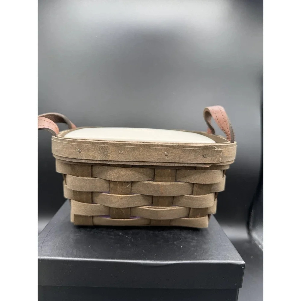🧺 Longaberger 2007 Tea Basket Dark Brown☕W/ Hard Lidded Divided Protector 🍂